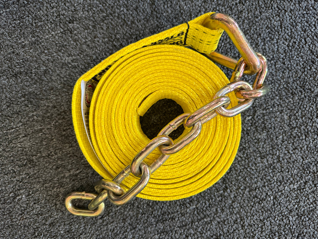 2" x 16' PREMIUM WEB Strap with 12" Chain Tail