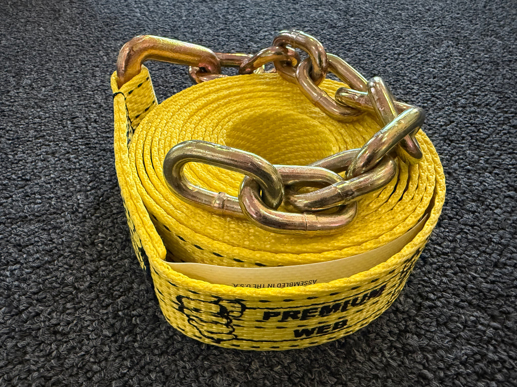 2" x 16' PREMIUM WEB Strap with 12" Chain Tail