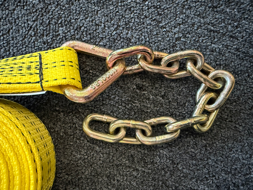 2" x 16' PREMIUM WEB Strap with 12" Chain Tail