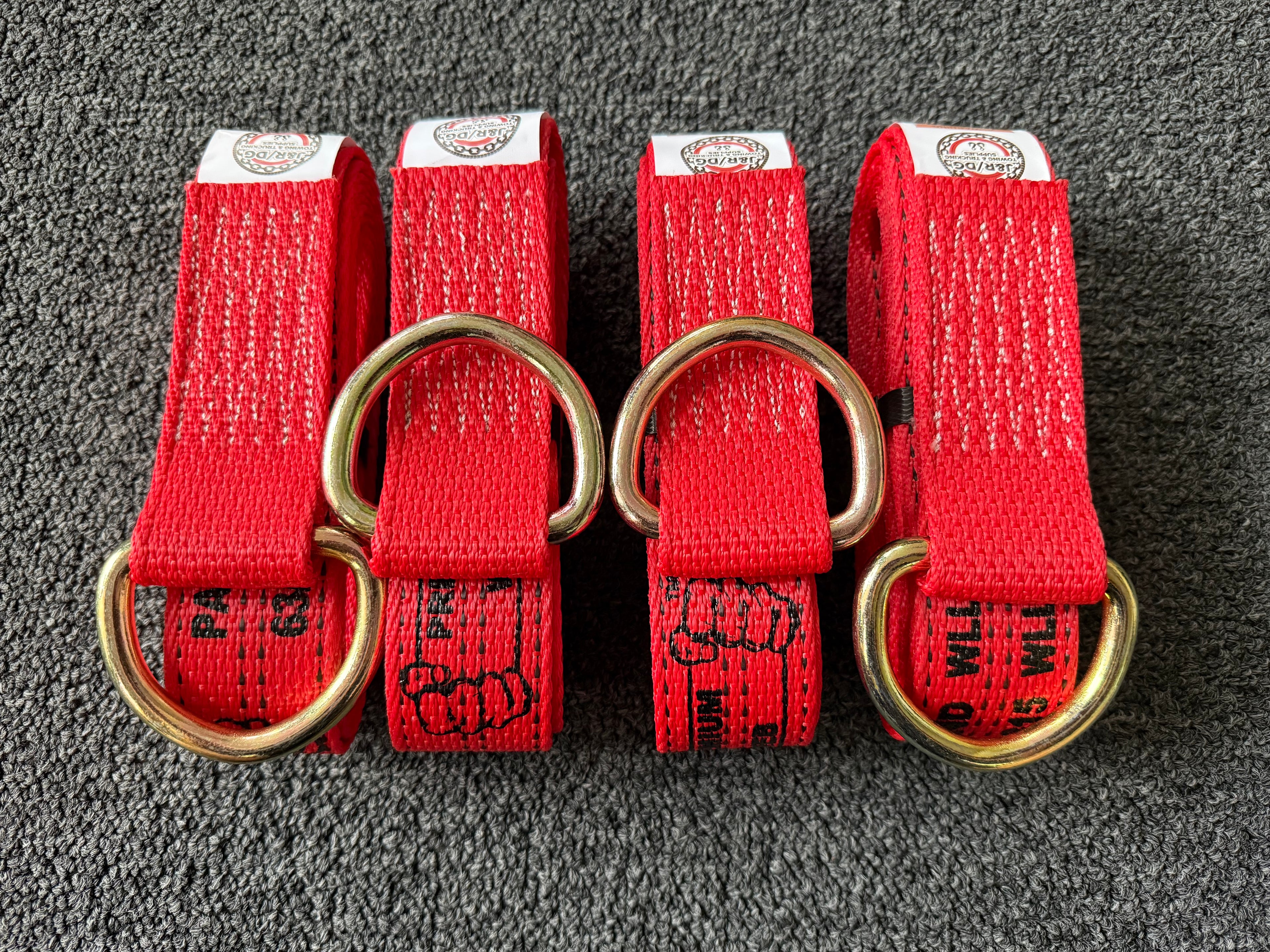 4 Pack 2" X 10' PREMIUM WEB Steel D Ring Lasso Strap