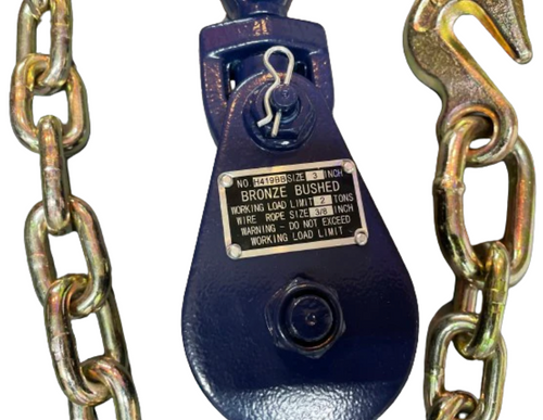 2 Ton 3" Sheave Snatch Block W/ Shackle With Chain And Grab Hook Assembly